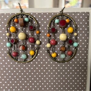 Colorful Beaded vintage lucky brand Dangle Earrings